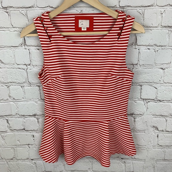 Postmark Antonia Red Striped Peplum Top XS - Picture 2 of 5